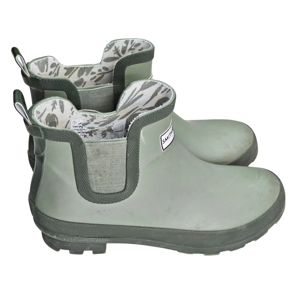 Smith & Hawken Womens Sage Green Ankle Rain Boots Chelsea Rubber Size 7